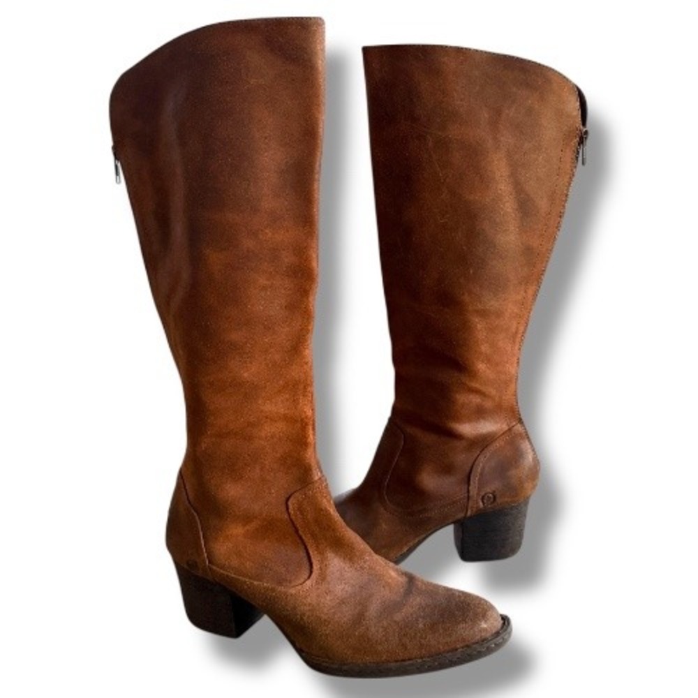 Born Tall Brown Leather Heeled Boots